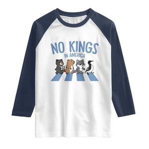 Funny Political No Kings In America Raglan Shirt Gift For Animal Lovers TS12 White Navy Print Your Wear