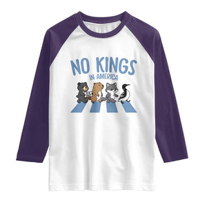 Funny Political No Kings In America Raglan Shirt Gift For Animal Lovers TS12 White Purple Print Your Wear