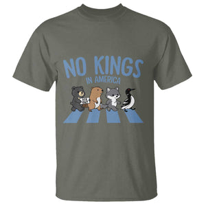 Funny Political No Kings In America T Shirt Gift For Animal Lovers TS12 Military Green Print Your Wear