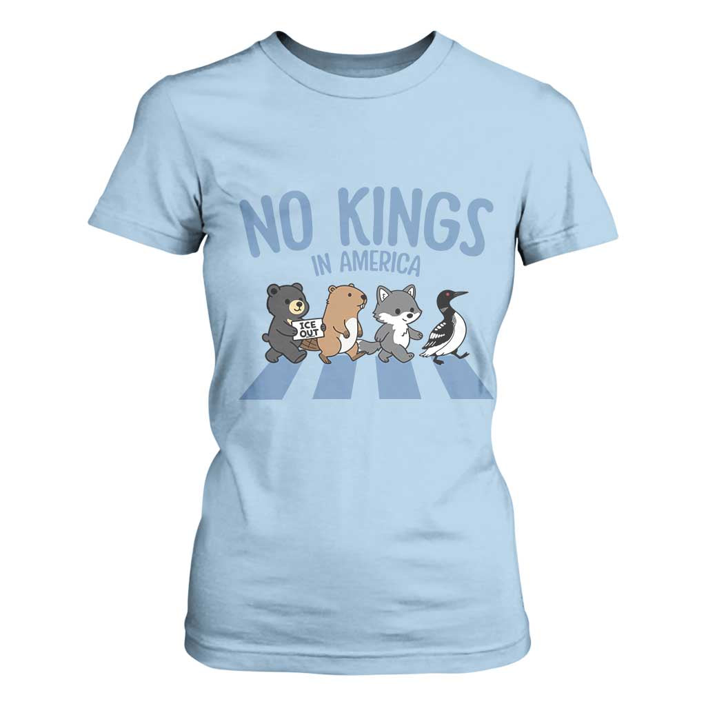 Funny Political No Kings In America T Shirt For Women Gift For Animal Lovers TS12 Light Blue Print Your Wear