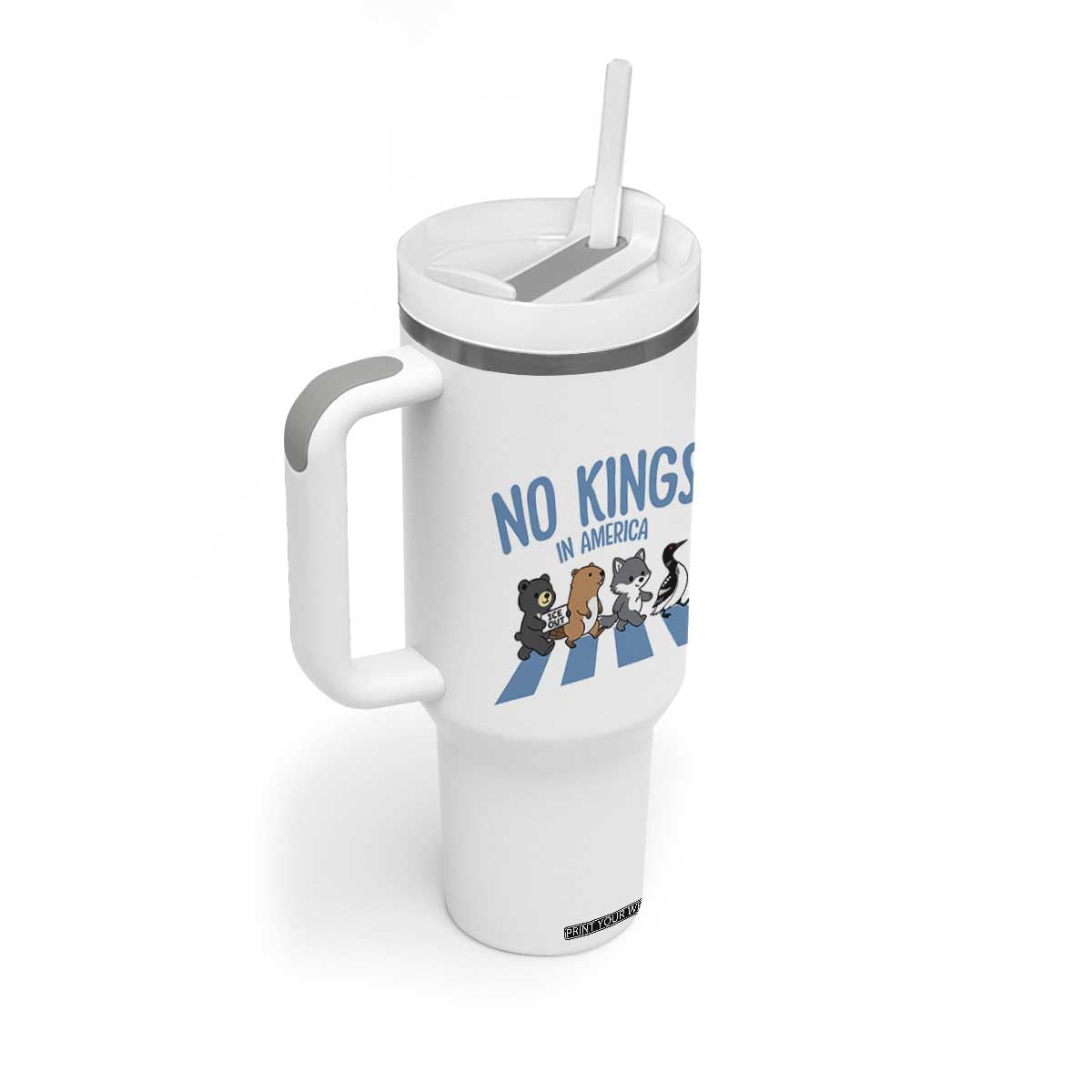 Funny Political No Kings In America Tumbler With Handle Gift For Animal Lovers TS12 Print Your Wear