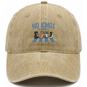 Funny Political No Kings In America Washed Cotton Baseball Cap Gift For Animal Lovers TS12 Print Your Wear