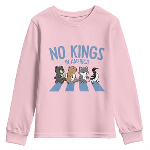 Funny Political No Kings In America Youth Sweatshirt Gift For Animal Lovers TS12 Light Pink Print Your Wear