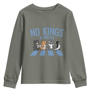 Funny Political No Kings In America Youth Sweatshirt Gift For Animal Lovers TS12 Military Green Print Your Wear