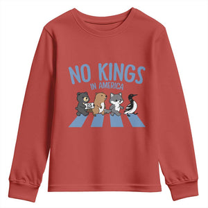 Funny Political No Kings In America Youth Sweatshirt Gift For Animal Lovers TS12 Red Print Your Wear