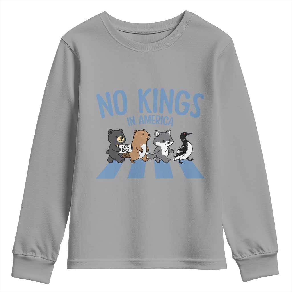 Funny Political No Kings In America Youth Sweatshirt Gift For Animal Lovers TS12 Sport Gray Print Your Wear