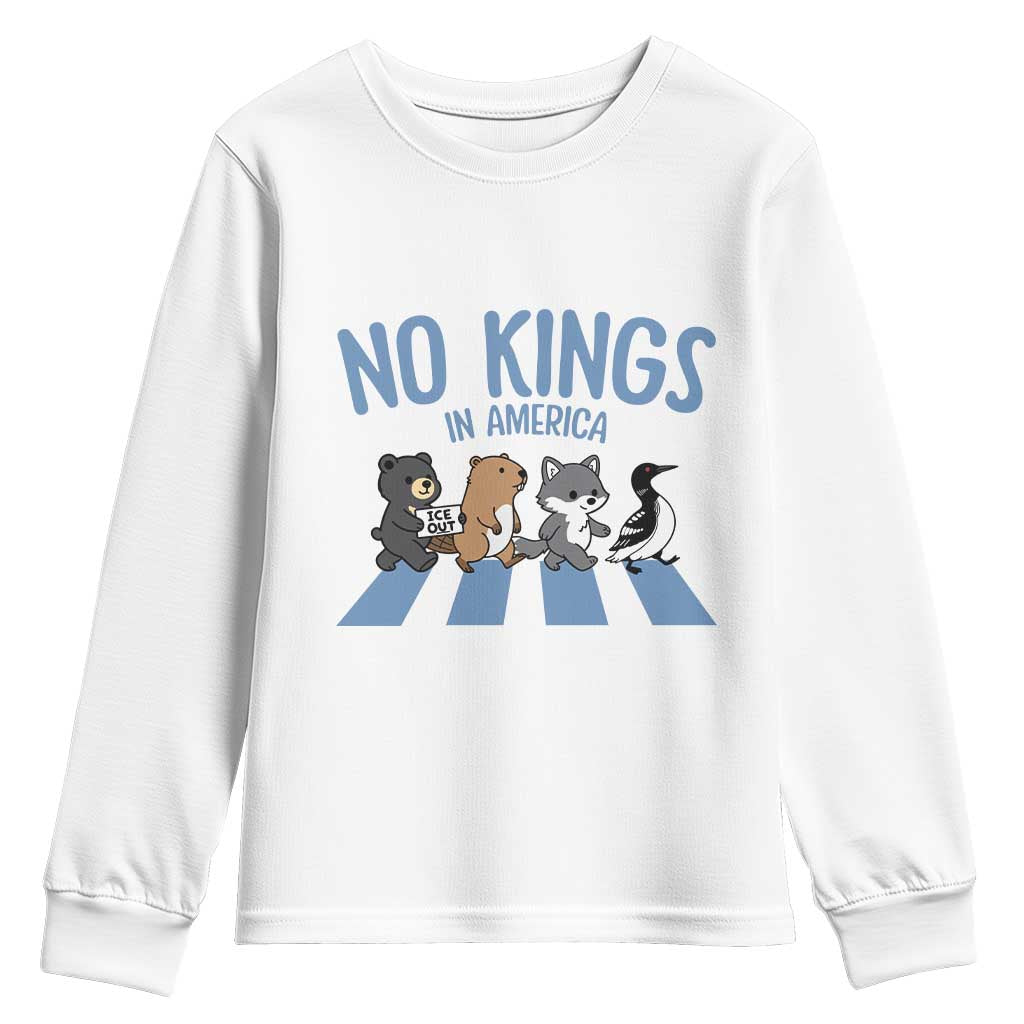 Funny Political No Kings In America Youth Sweatshirt Gift For Animal Lovers TS12 White Print Your Wear
