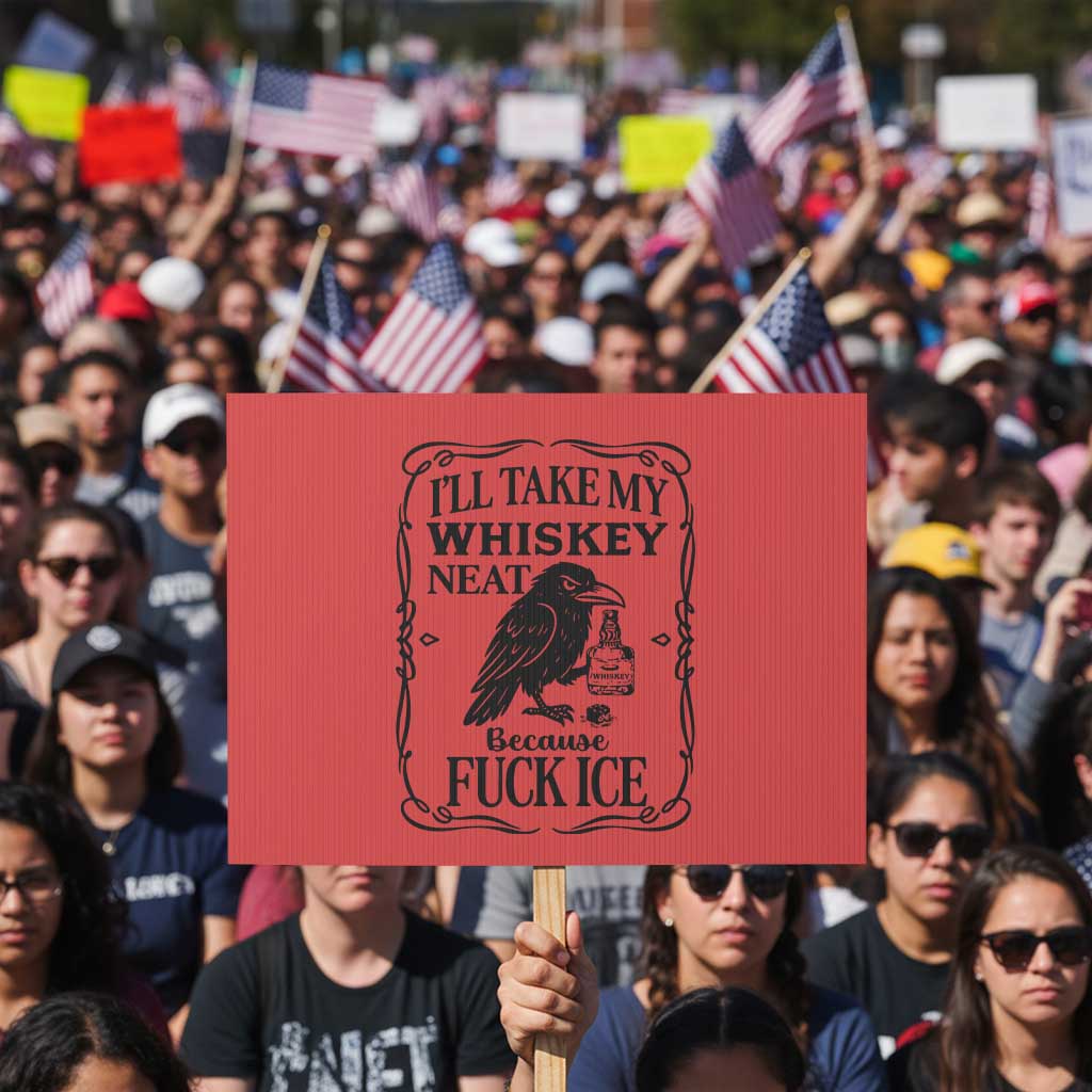 I Will Take My Whiskey Neat Because Fck Ice Protest Sign Funny Political Whiskey TS12 Horizontal 18