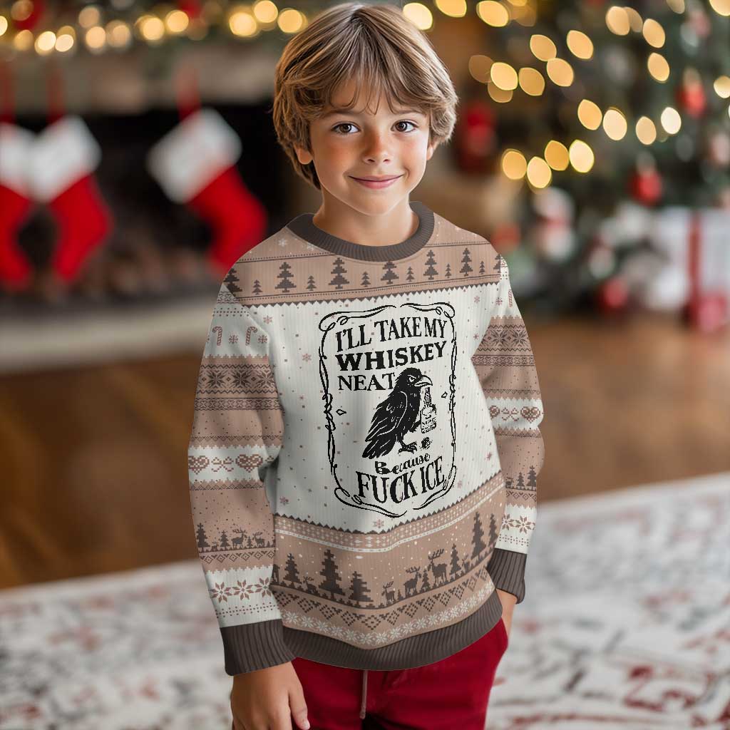I Will Take My Whiskey Neat Because Fck Ice Ugly Christmas Sweater Funny Political Whiskey TS12 Mocha Mousse Print Your Wear
