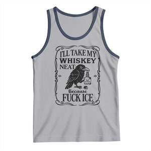 I Will Take My Whiskey Neat Because Fck Ice Tank Top Funny Political Whiskey TS12 Athletic Heather Navy Print Your Wear