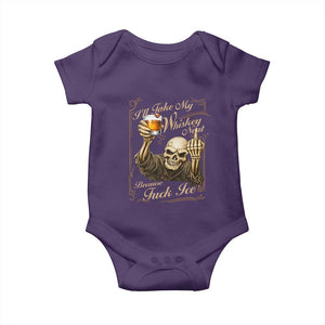Skeleton Whiskey Baby Onesie I Will Take My Whiskey Neat No Ice TS12 Purple Print Your Wear