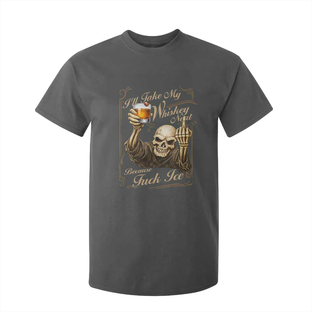 Skeleton Whiskey T Shirt For Kid I Will Take My Whiskey Neat No Ice TS12 Dark Heather Print Your Wear