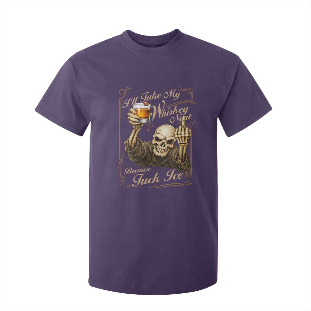Skeleton Whiskey T Shirt For Kid I Will Take My Whiskey Neat No Ice TS12 Purple Print Your Wear