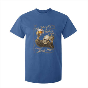 Skeleton Whiskey T Shirt For Kid I Will Take My Whiskey Neat No Ice TS12 Royal Blue Print Your Wear
