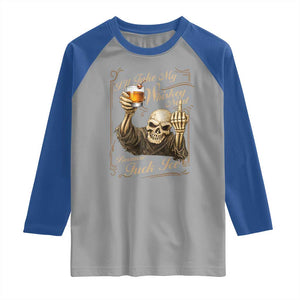 Skeleton Whiskey Raglan Shirt I Will Take My Whiskey Neat No Ice TS12 Sport Gray Royal Print Your Wear