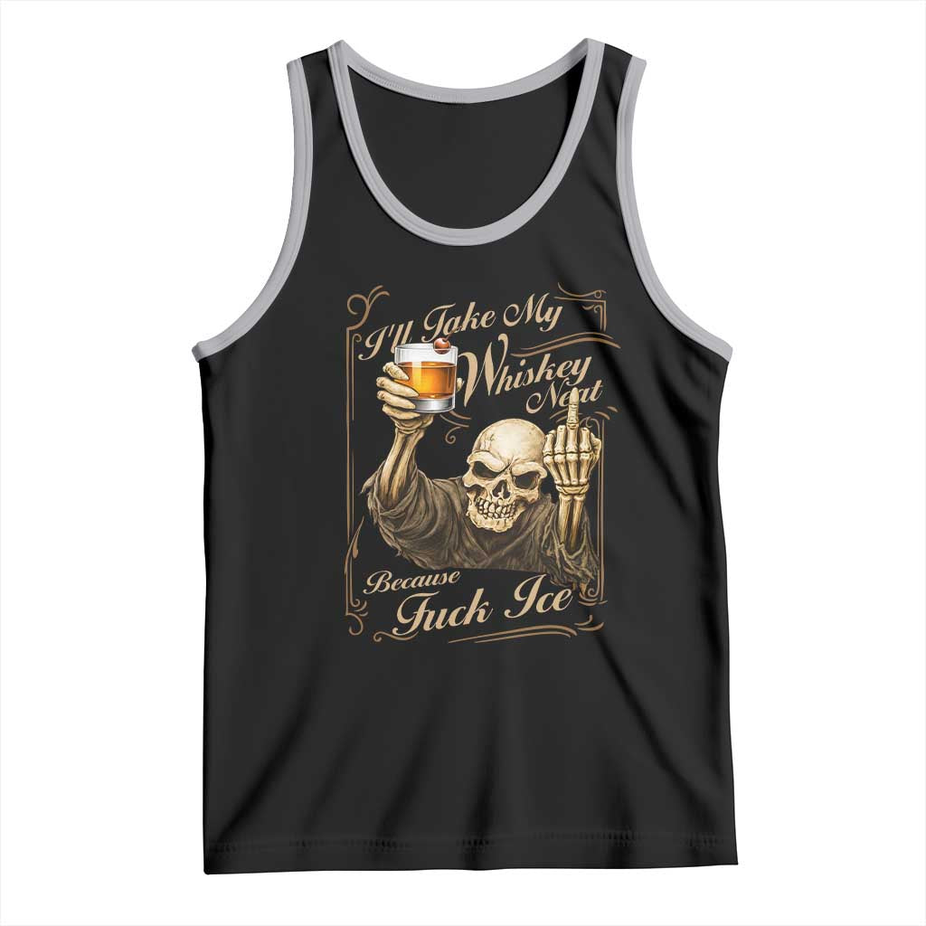Skeleton Whiskey Tank Top I Will Take My Whiskey Neat No Ice TS12 Black Athletic Heather Print Your Wear