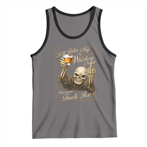 Skeleton Whiskey Tank Top I Will Take My Whiskey Neat No Ice TS12 Deep Heather Black Print Your Wear