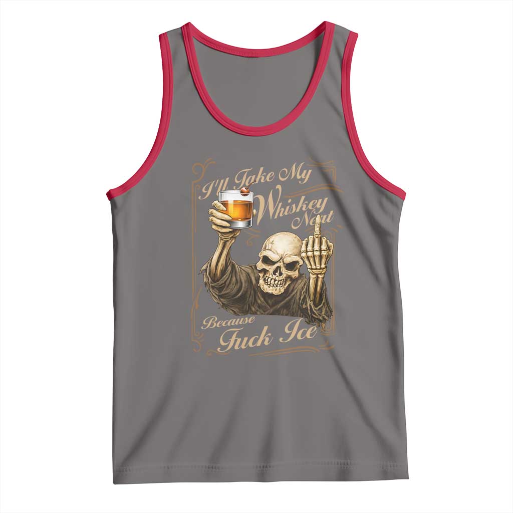 Skeleton Whiskey Tank Top I Will Take My Whiskey Neat No Ice TS12 Deep Heather Red Print Your Wear