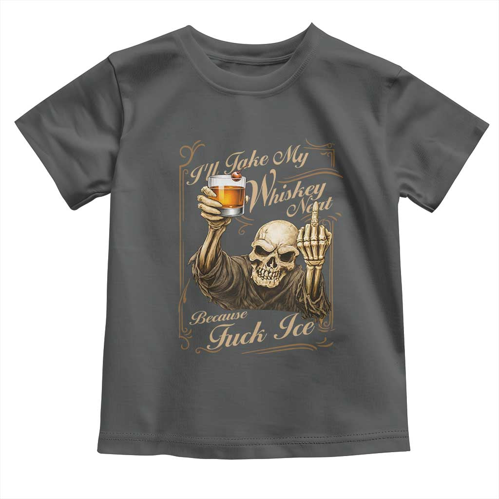Skeleton Whiskey Toddler T Shirt I Will Take My Whiskey Neat No Ice TS12 Dark Heather Print Your Wear