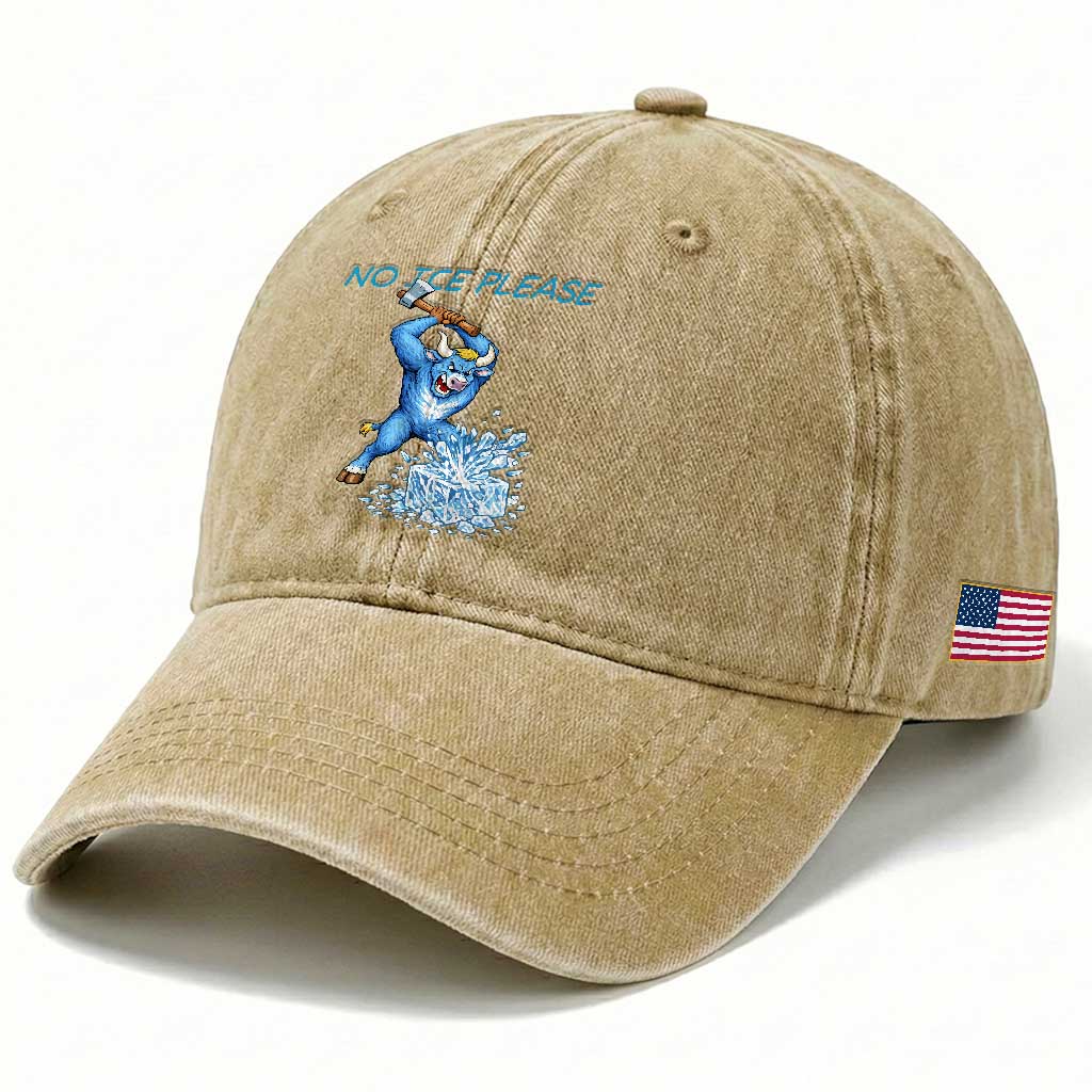No Ice Please Washed Cotton Baseball Cap Funny Babe The Blue Ox Minnesota Folklore TS12 Print Your Wear