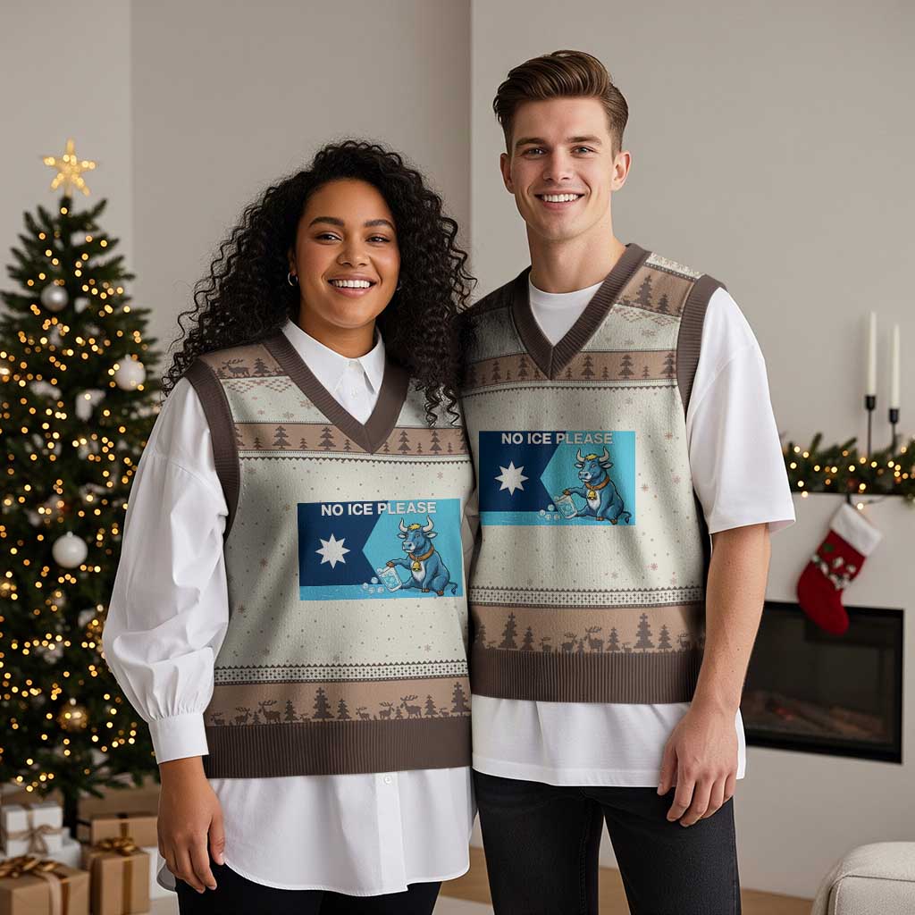Funny Political Folklore Babe The Blue Ox V-Neck Knit Sweater Vest No Ice Please TS12 Mocha Mousse Print Your Wear