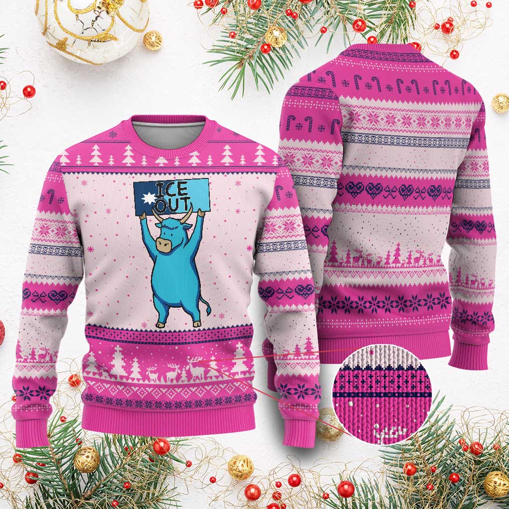 Funny Minnesota Folklore Babe The Blue Ox Ugly Christmas Sweater Ice Out TS12 Hot Pink Print Your Wear