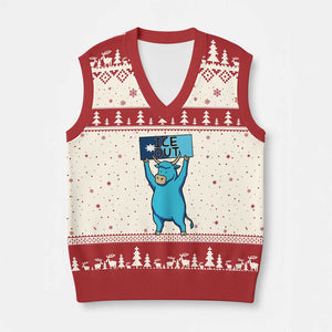 Funny Minnesota Folklore Babe The Blue Ox V-Neck Knit Sweater Vest Ice Out TS12 Beige Red Print Your Wear