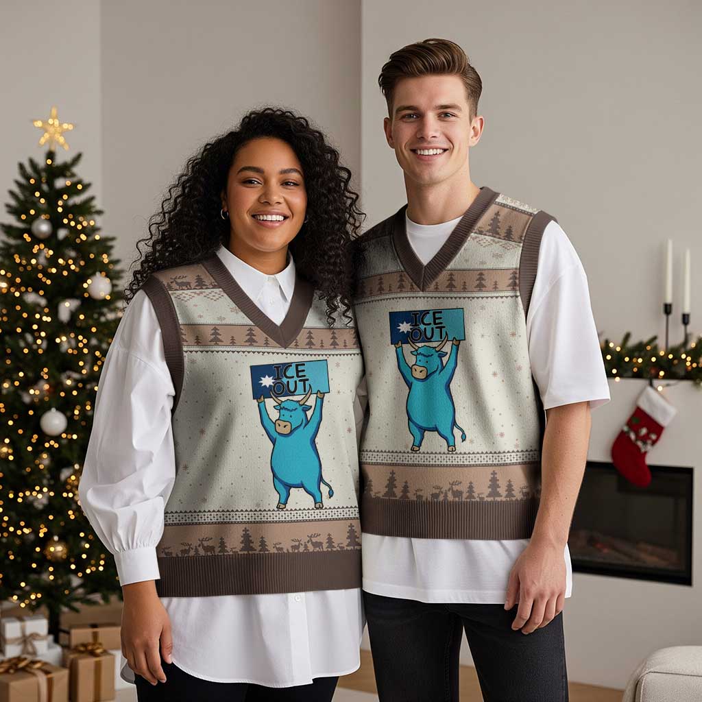Funny Minnesota Folklore Babe The Blue Ox V-Neck Knit Sweater Vest Ice Out TS12 Mocha Mousse Print Your Wear