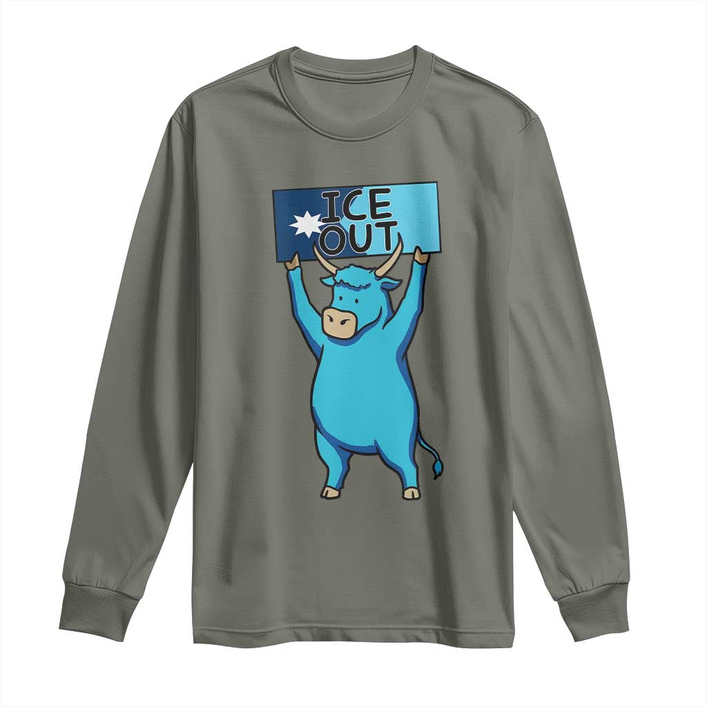 Funny Minnesota Folklore Babe The Blue Ox Long Sleeve Shirt Ice Out TS12 Military Green Print Your Wear