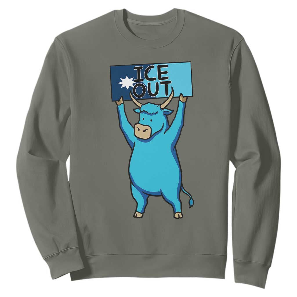 Funny Minnesota Folklore Babe The Blue Ox Sweatshirt Ice Out TS12 Military Green Print Your Wear