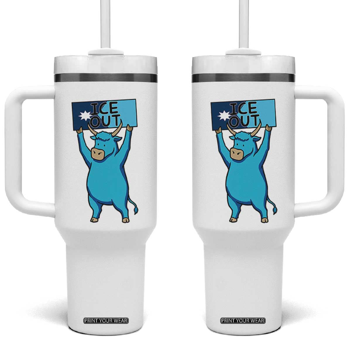 Funny Minnesota Folklore Babe The Blue Ox Tumbler With Handle Ice Out TS12 One Size: 40 oz White Print Your Wear