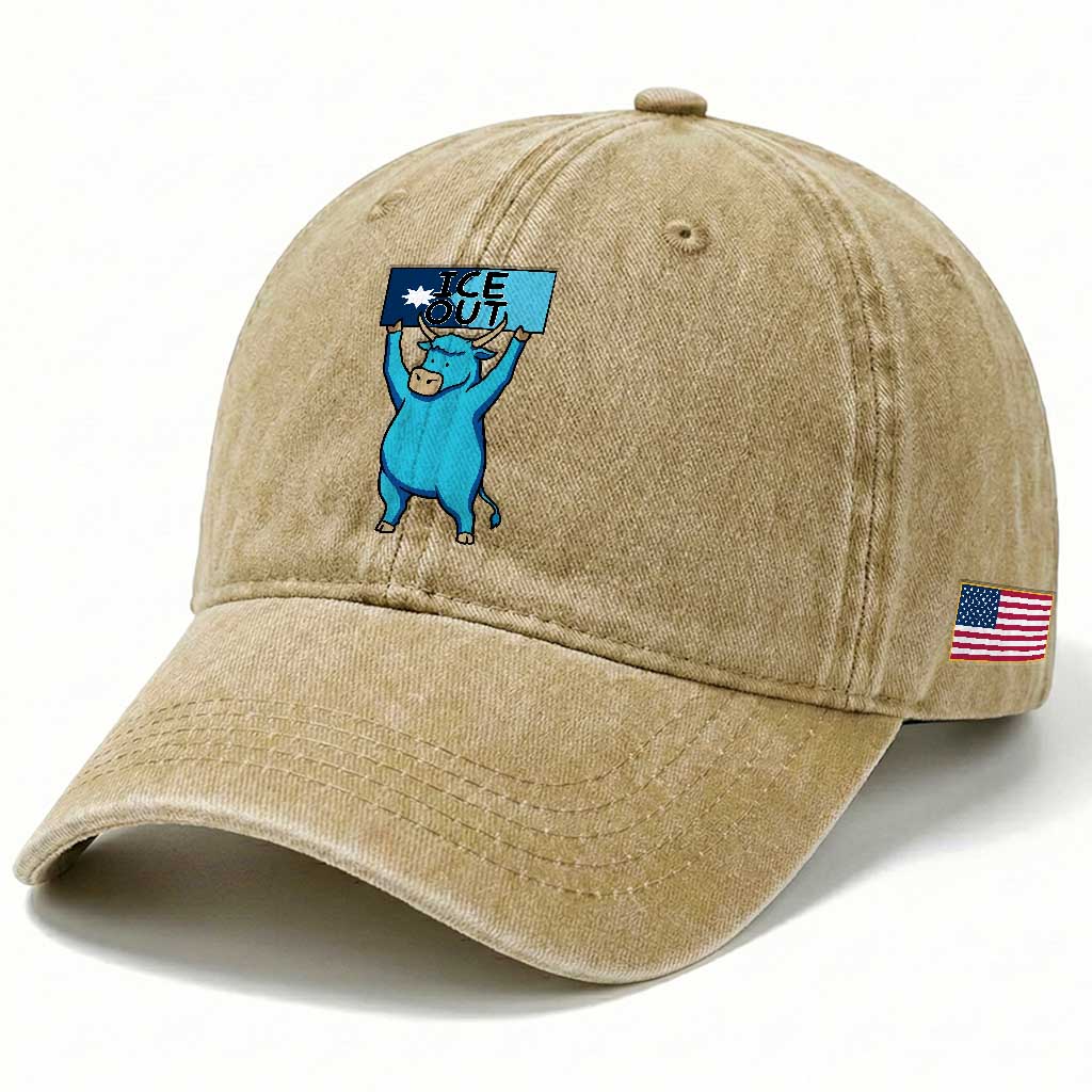 Funny Minnesota Folklore Babe The Blue Ox Washed Cotton Baseball Cap Ice Out TS12 Print Your Wear