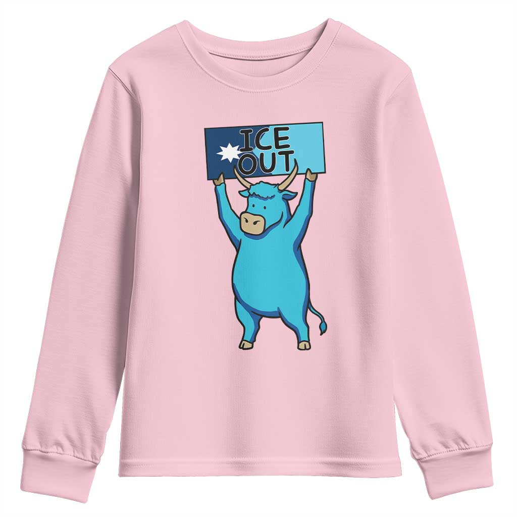 Funny Minnesota Folklore Babe The Blue Ox Youth Sweatshirt Ice Out TS12 Light Pink Print Your Wear