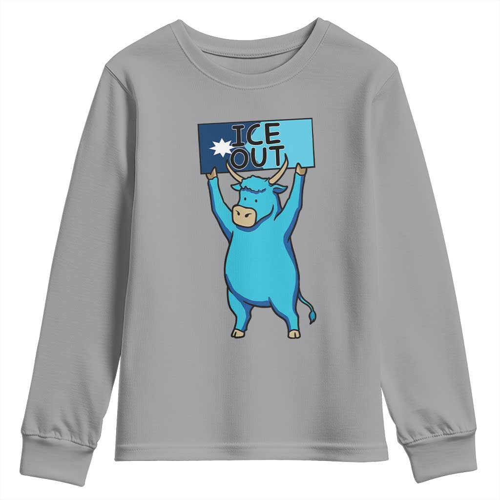 Funny Minnesota Folklore Babe The Blue Ox Youth Sweatshirt Ice Out TS12 Sport Gray Print Your Wear