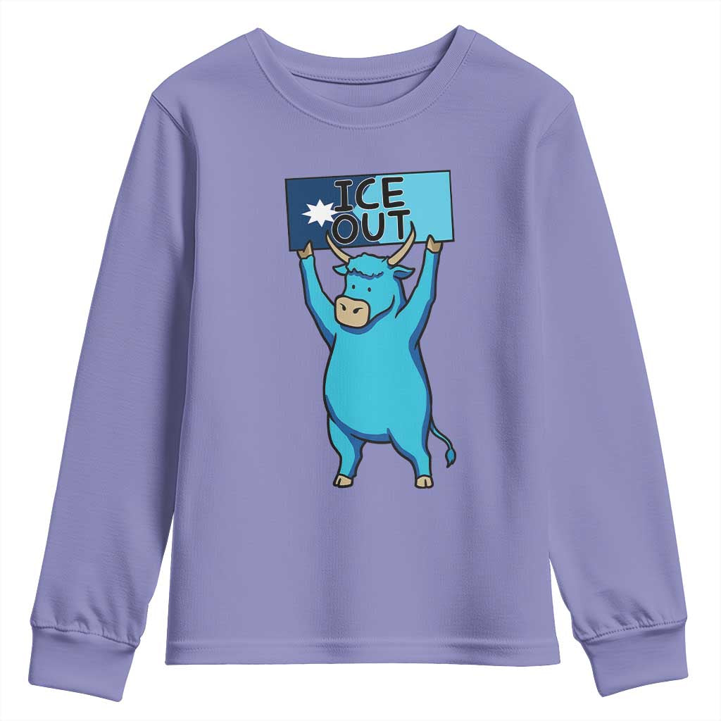 Funny Minnesota Folklore Babe The Blue Ox Youth Sweatshirt Ice Out TS12 Violet Print Your Wear