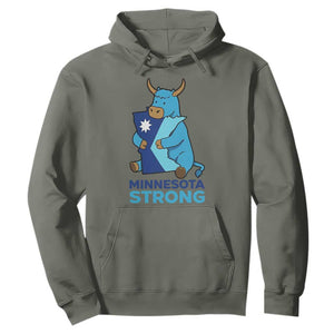 Minnesota Strong Hoodie Blue Ox Midwest Folklore Heritage TS12 Military Green Print Your Wear