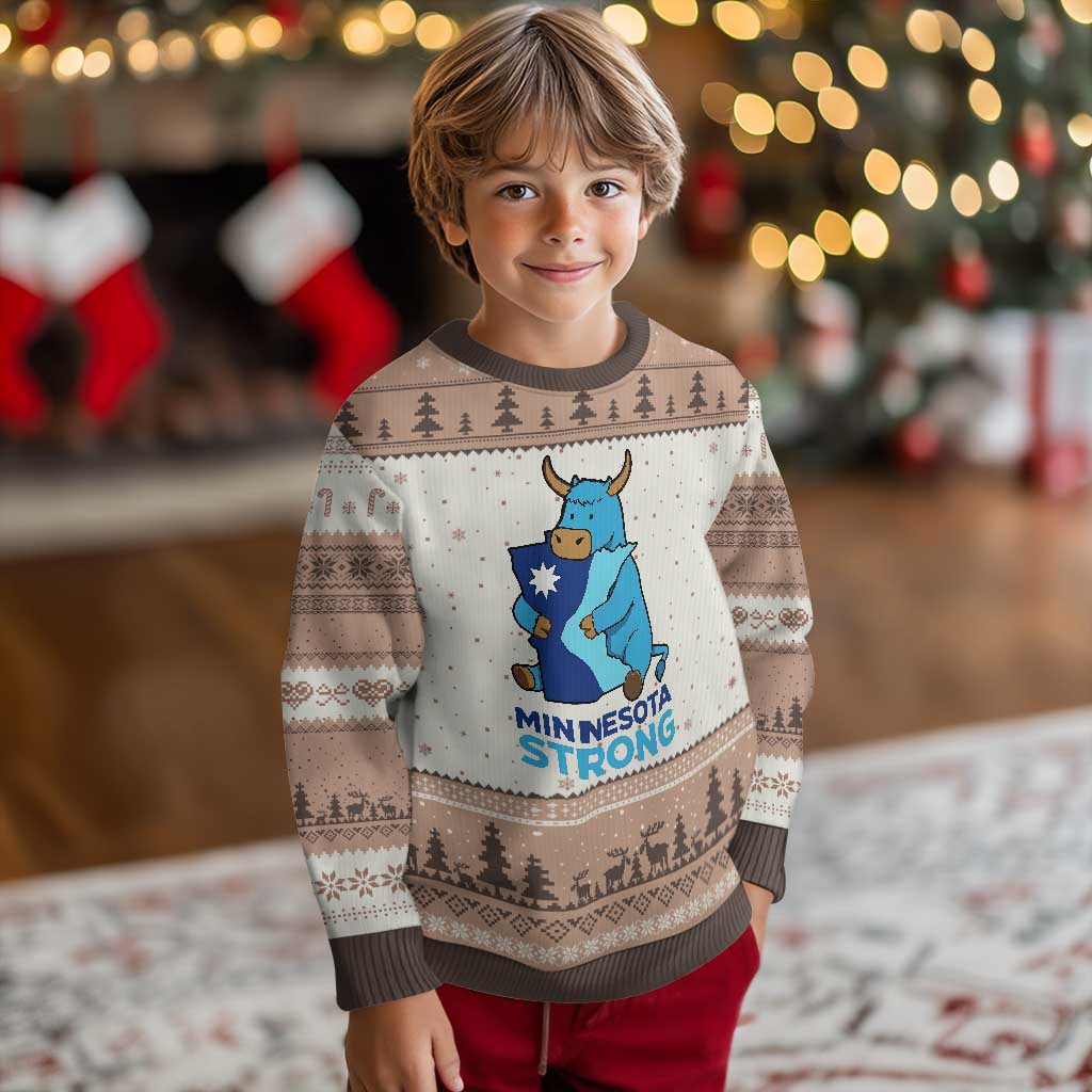 Minnesota Strong Ugly Christmas Sweater Blue Ox Midwest Folklore Heritage TS12 Mocha Mousse Print Your Wear