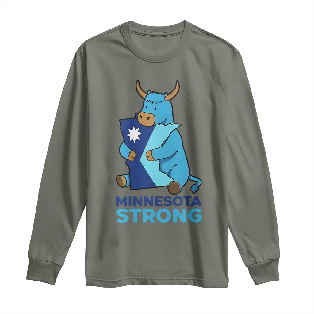 Minnesota Strong Long Sleeve Shirt Blue Ox Midwest Folklore Heritage TS12 Military Green Print Your Wear