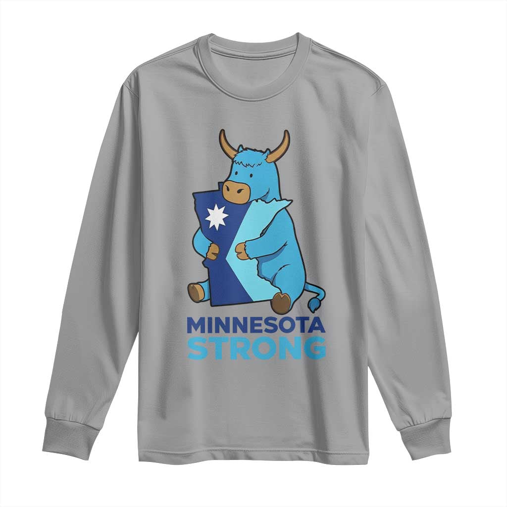 Minnesota Strong Long Sleeve Shirt Blue Ox Midwest Folklore Heritage TS12 Sport Gray Print Your Wear