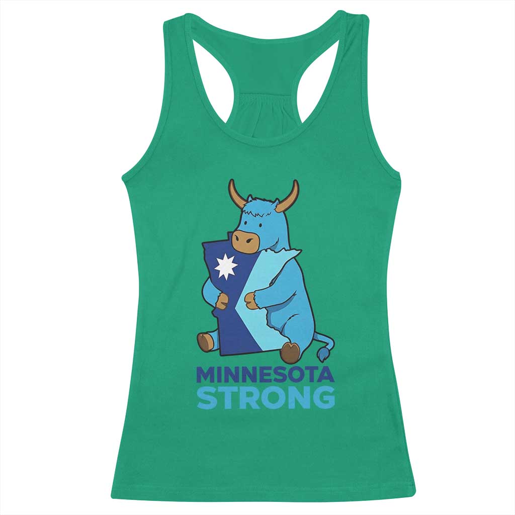 Minnesota Strong Racerback Tank Top Blue Ox Midwest Folklore Heritage TS12 Irish Green Print Your Wear