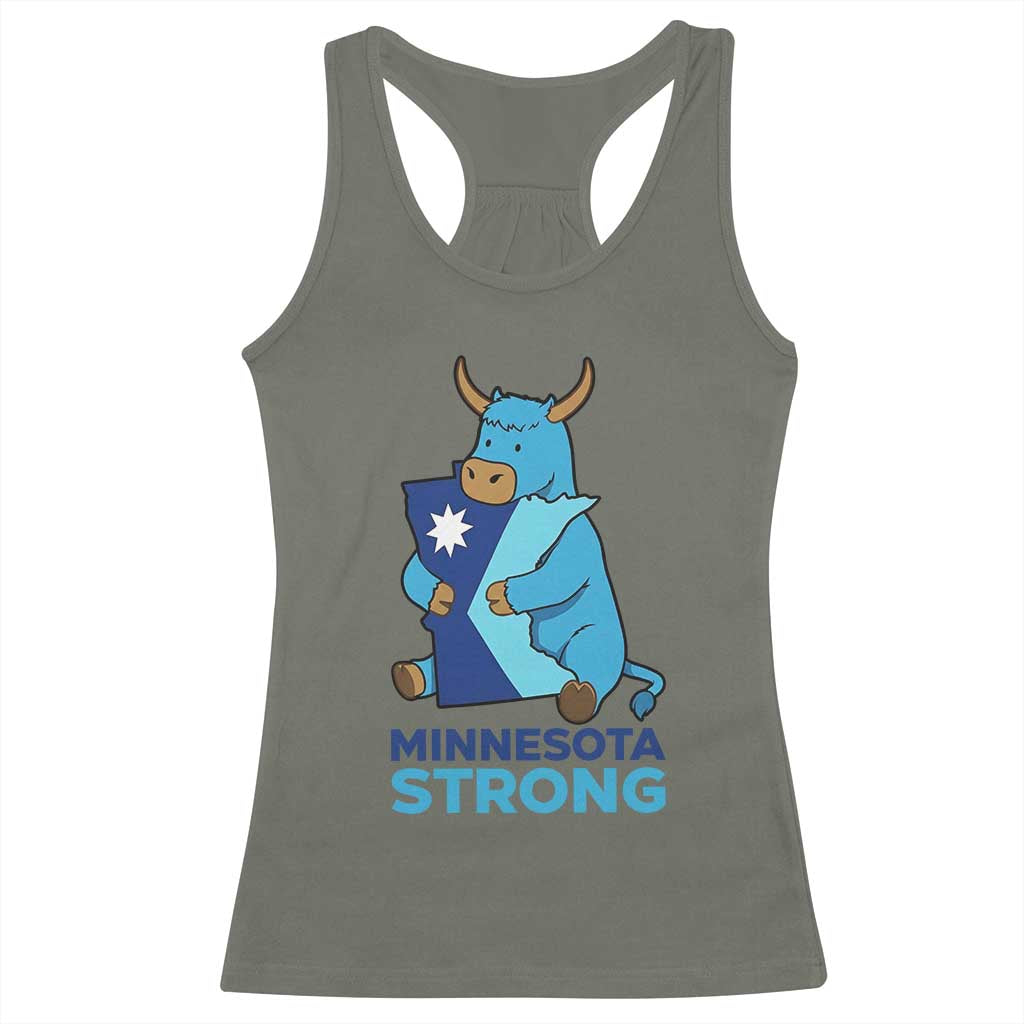 Minnesota Strong Racerback Tank Top Blue Ox Midwest Folklore Heritage TS12 Military Green Print Your Wear