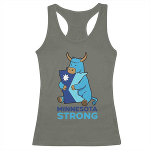 Minnesota Strong Racerback Tank Top Blue Ox Midwest Folklore Heritage TS12 Military Green Print Your Wear