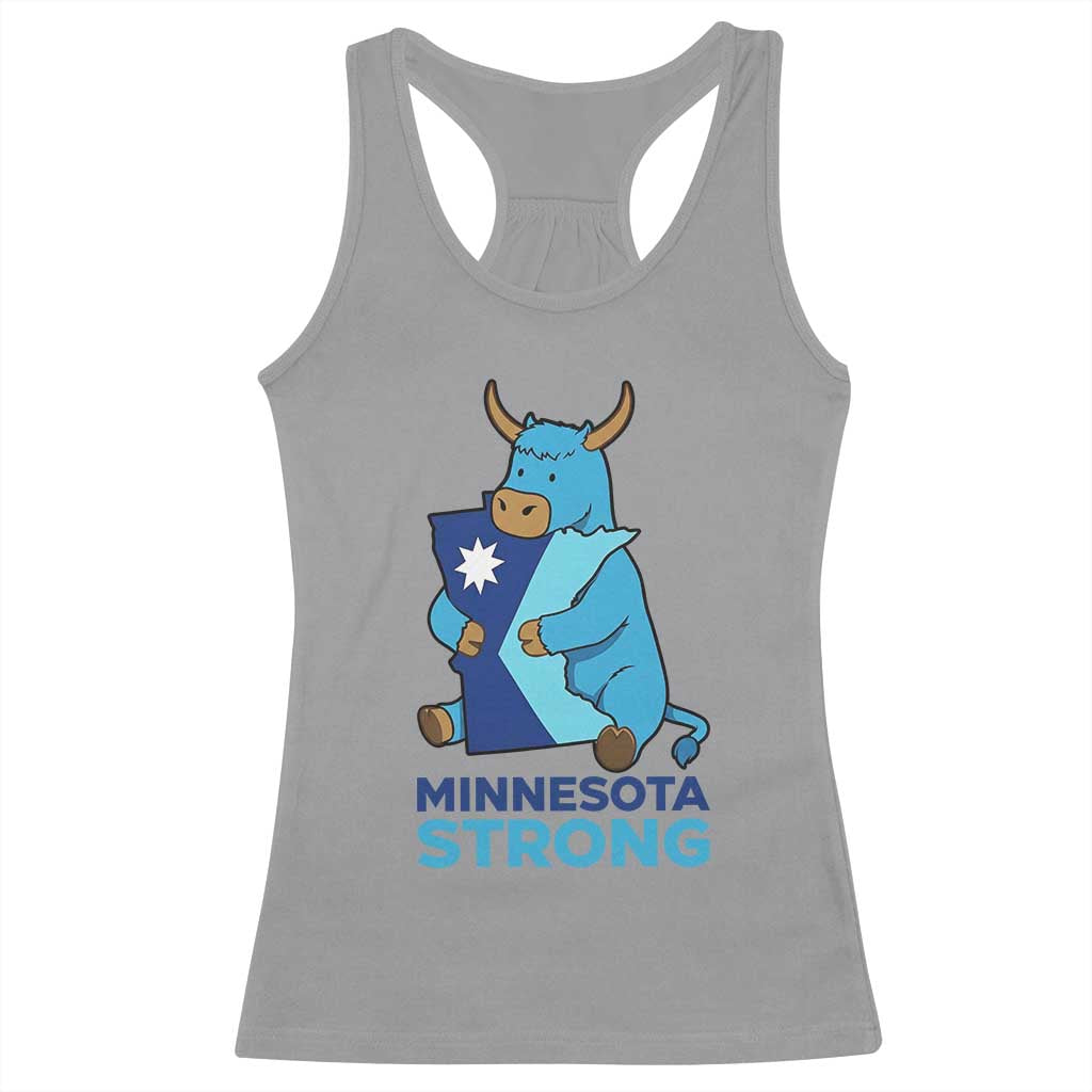 Minnesota Strong Racerback Tank Top Blue Ox Midwest Folklore Heritage TS12 Sport Gray Print Your Wear
