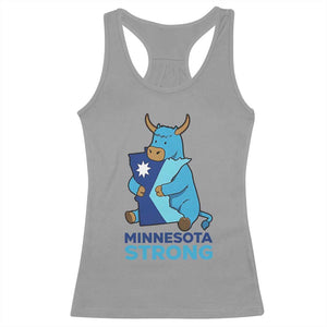 Minnesota Strong Racerback Tank Top Blue Ox Midwest Folklore Heritage TS12 Sport Gray Print Your Wear