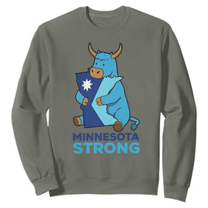 Minnesota Strong Sweatshirt Blue Ox Midwest Folklore Heritage TS12 Military Green Print Your Wear