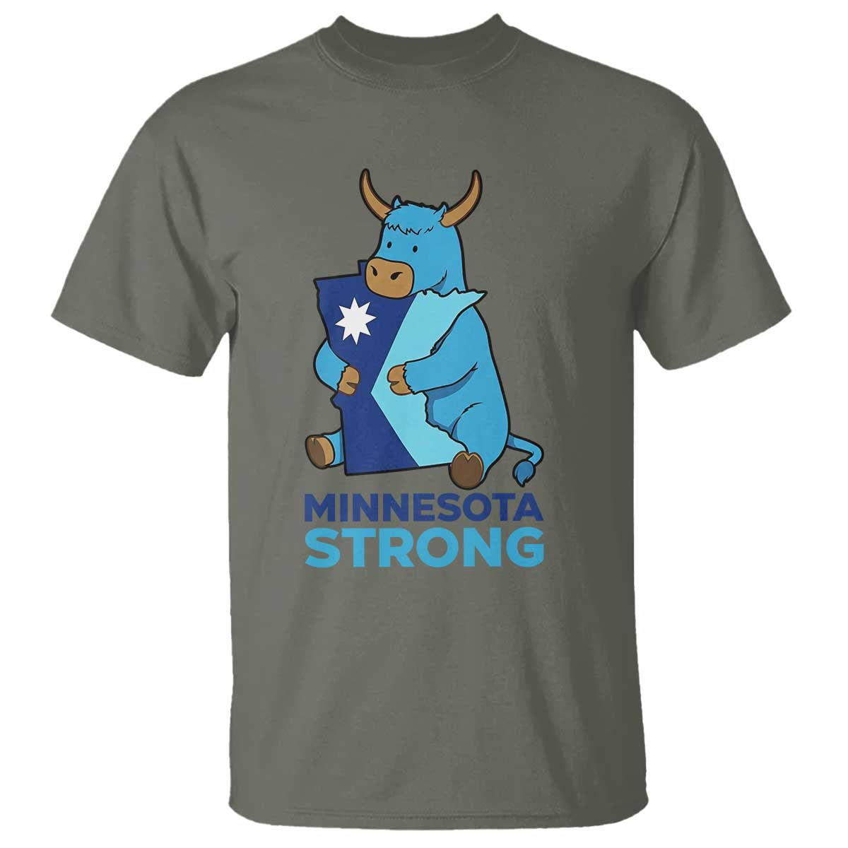Minnesota Strong T Shirt Blue Ox Midwest Folklore Heritage TS12 Military Green Print Your Wear