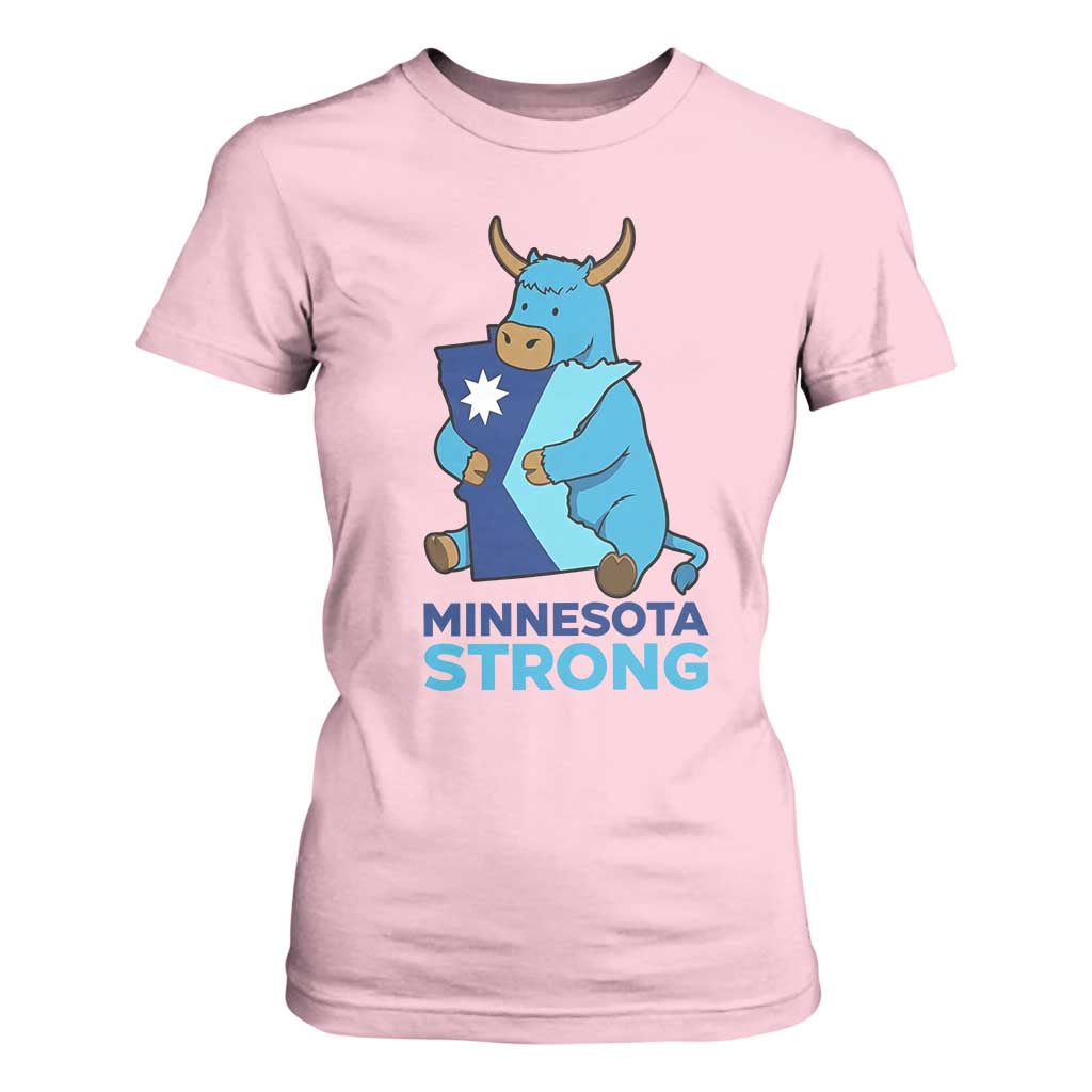 Minnesota Strong T Shirt For Women Blue Ox Midwest Folklore Heritage TS12 Light Pink Print Your Wear