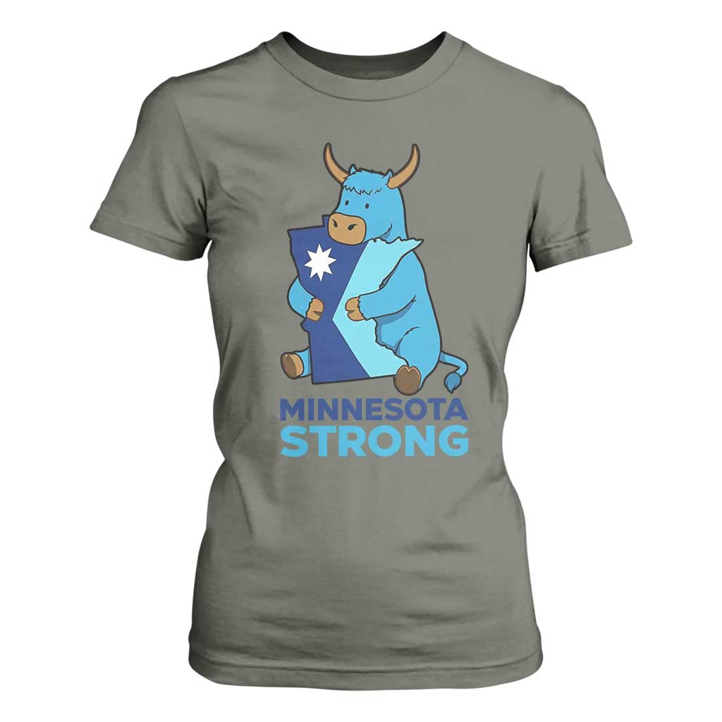 Minnesota Strong T Shirt For Women Blue Ox Midwest Folklore Heritage TS12 Military Green Print Your Wear