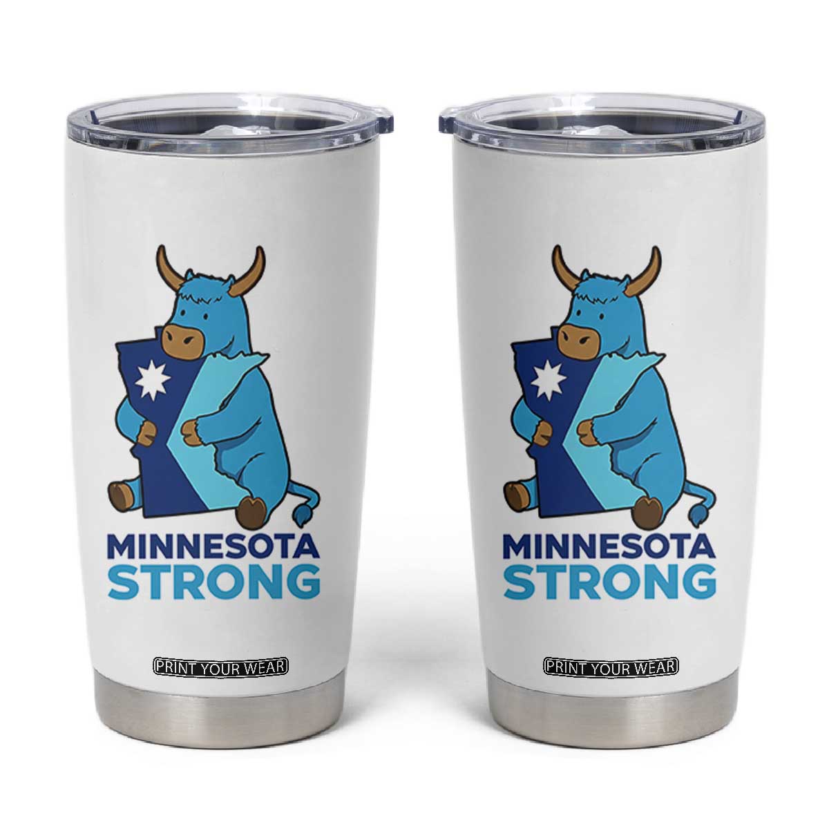 Minnesota Strong Tumbler Cup Blue Ox Midwest Folklore Heritage TS12 White Print Your Wear