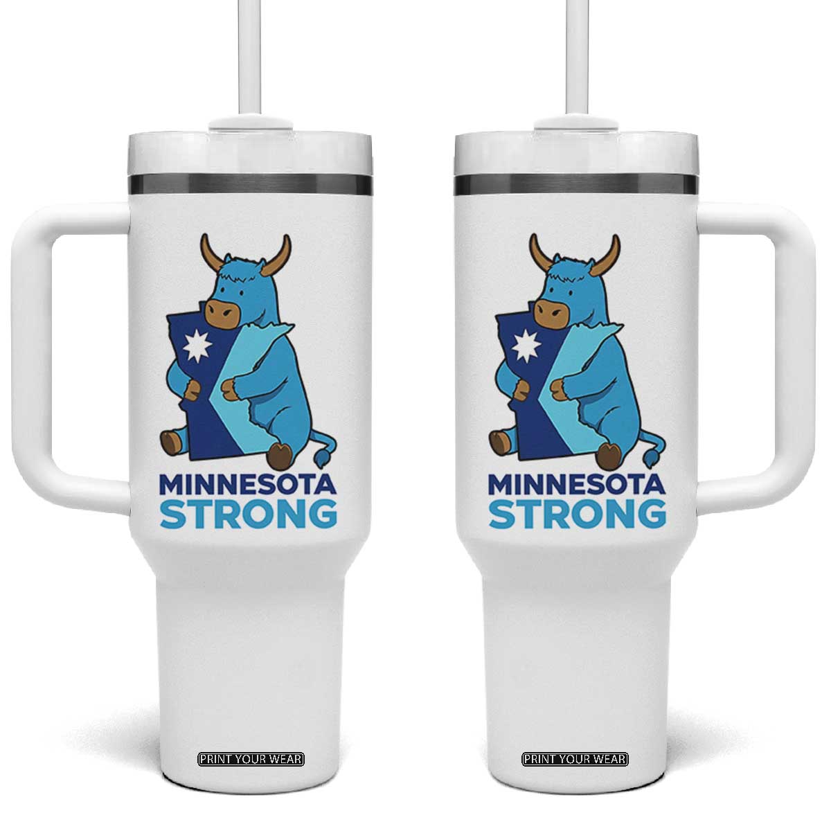 Minnesota Strong Tumbler With Handle Blue Ox Midwest Folklore Heritage TS12 One Size: 40 oz White Print Your Wear